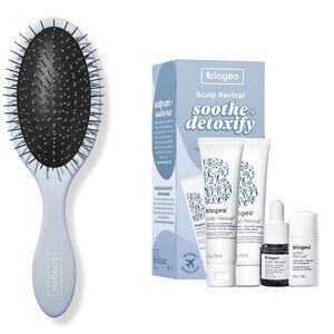 New Briogeo BUNDLE Brush & Soothe & Detoxify Set